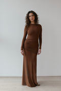 amara dress in chocolate