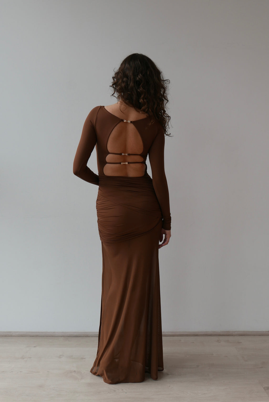 amara dress in chocolate