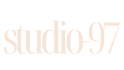 Logo with 'studio-97' text in a light color on a white background